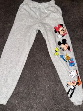 Disney Kids Light Grey Sweatpants with Mickey, Minnie & Friends Print